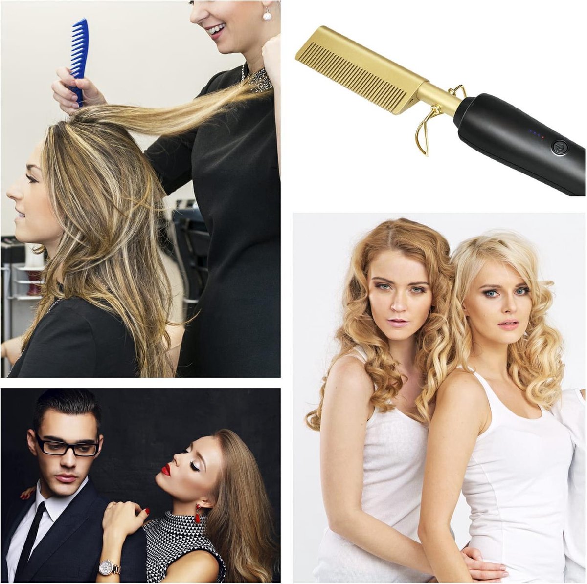 Electric Heat Pressing Comb Hair Straightener Brush for Woman