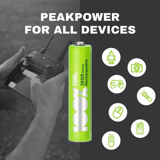 Chargeur de batterie 100% Peak Power U412 Comprend 4 piles AAA