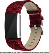 Rood lederen bandje Glanzend / Glinsterend voor Fitbit Charge 2 - gespsluiting – Maat: zie maatfoto – Red leather smartwatch strap - Leer - Leder - Leren Horlogebandje