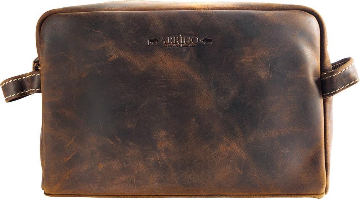 Make Up Tas – Leren Beauty Case - Toilettas Dames Bruin Leer – Toilettas Heren Bruin Leer
