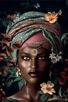 Lienz® Diamond Painting volwassenen 40x50cm – Rond – Afrikaanse vrouw - Bloemen – Pakket Volwassenen