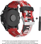 Rood Camouflage Siliconen Bandje 26mm geschikt voor Garmin Fenix 3 / 3 HR / 3 Sapphire, Garmin Fenix 5x, Garmin D2 & Garmin Quatix 3 – NIET Quickfit Compatibel – 26 mm red camo smartwatch strap - band