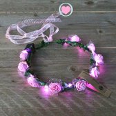 roze haarbandjes met lichtjes roze - Nosah- haarlampjes- haarlichtjes bloemenkrans