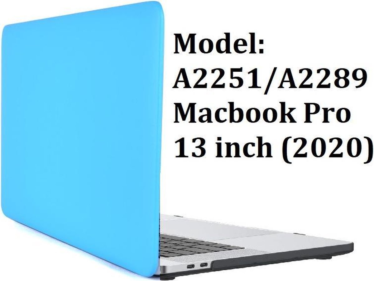 Macbook Case Hoes - Hard Cover voor Macbook Pro 13 inch 2020 A2289 - A2251 - A2338 M1 - Laptop Cover - PU Leder Look - Licht Blauw