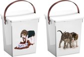 2 stuks diervoederbox honden en katten 5 liter met deksel