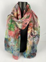 Bloemen schilderij klassiek 70% viscose met 30 % zijde van dunner materiaal