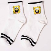 Spongebob sokken - unisex - one size - enkelsokken - wit