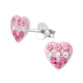 Joy|S - Zilveren hart oorbellen 7 mm roze