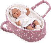 Arias Babypopje blank in draagmand Rose