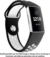 Zwart Wit Siliconen Sporthorloge Bandje geschikt voor Fitbit Charge 3 / Charge 3 SE / Charge 4 – Smartwatch Strap - Polsbandje - Rubb