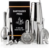 Cocktail Set Bartender Pros™ - Cocktail Shaker - 11-Delige Cocktailset - Boston shaker - Cocktailshaker - Zilver - RVS