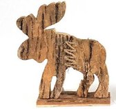 Houten Eland  met Boomschors - 25x19 cm