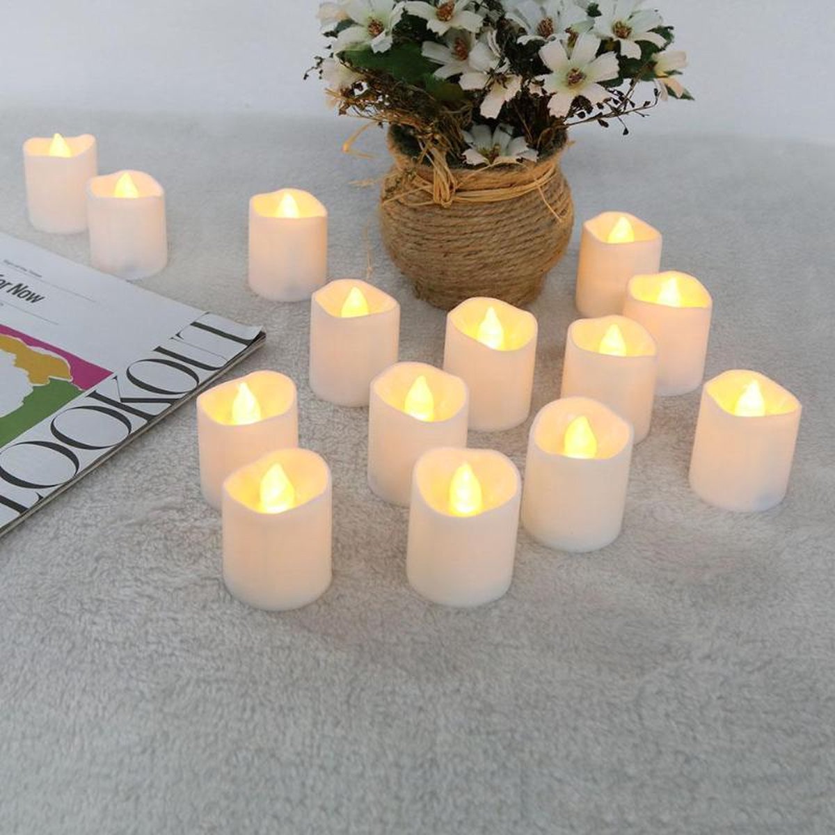 10 stuks Vlamloze Ongelijke Rand Led Kaars