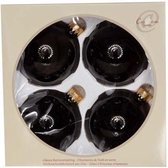 Kerstbal - set van 4 stuks - shiny noir - d8cm - glas