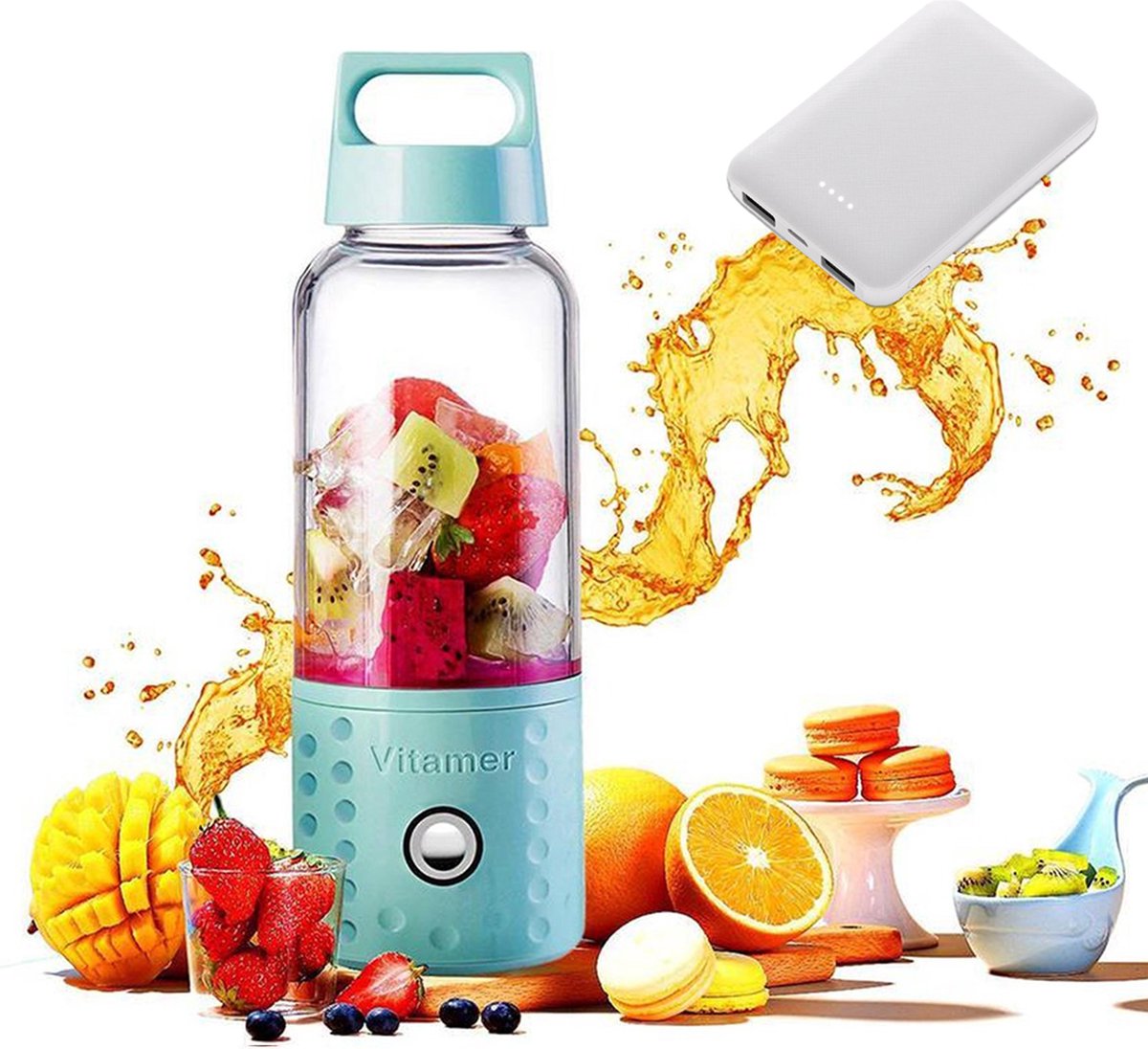 Vitamer Blender to Go 500ml incl. Powerbank 5000Mah Juicer Beker