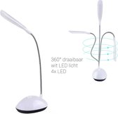 LED de bureau LED - Lampe de lecture - Rotatif - Lampe Hobby - Lampe de voyage - Protection des yeux - Comprend des piles 3xAAA - Wit