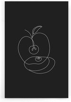 Walljar - Apple Line Art - Muurdecoratie - Poster met lijst