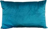 Troon Collectie - Sierkussen Velvet Turquoise – Velvet kussen – Fluweel - Blauw – 60 x 40 cm (incl. vulling) - Kussens woonkamer - kussens slaapkamer