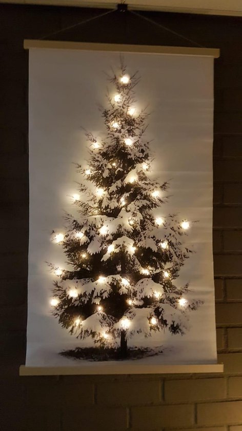 Wandkleed Kerstboom - 38 LED op USB - 75x110cm | bol