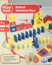 Domino run robot/ domino robot hout / FSC / vanaf 3 jaar / 54 delen / kindvriendelijk