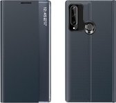 Smart Clear View Cover met Magneetsluiting voor  Huawei P30 Lite – Donkerblauw