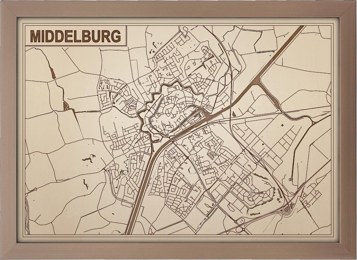 Decoratief Beeld - Houten Van Middelburg - Hout - Bekroned - Bruin - 21 X 30 Cm