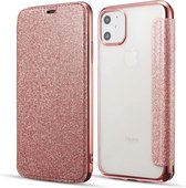 Apple iPhone 12 Mini Flip hoesje - Roze - Folio Glitter