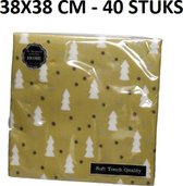 Stevige Kerstservetten 38x38 - 2 Laags - Goud - Voordeelverpakking: 2x 20 stuks [40 stuks totaal] - servetten