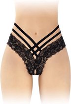 Fashion Secret Anne - Erotische Slip met Open Kruis - Zwart - One Size