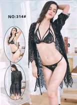 Lingerie set 3 delig one size bordeaux rood
