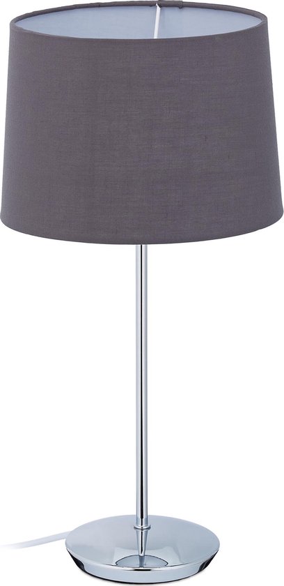 Relaxdays tafellamp slaapkamer - schemerlamp woonkamer - E14 fitting -  nachtlampje - grijs | bol.com