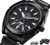 Naviforce® Horloges voor Mannen Herenhorloge Jongens Heren Watch Horloge – Valentijn Cadeautje voor Hem – Horlogebox Geschenkdoos – Zwart