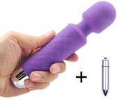 Massage Vibrator Oplaadbaar Paars + Mini Bullet Metallic - Ideaal voor koppels - Leuk sex spelletje - Verschillende standjes - Spannend voor koppels - Sex speeltjes - Sex toys - Erotiek - Bul