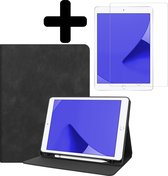 Hoes Geschikt voor iPad 10.2 2019/2020 Hoes Luxe Hoesje Book Case Cover Met Uitsparing Geschikt voor Apple Pencil Met Screenprotector - Hoesje Geschikt voor iPad 7/8 Hoesje Bookcase - Zwart