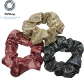 Haarwokkel Scrunchies - 3 Stuks - Blauw, Rood, Goud - Glitters - Scrunchie Haarelastiek - Strakke Haar Elastiek - Wokkel Scrunchie - Haaraccessoires - Dames Meisjes - 3 Verschillen