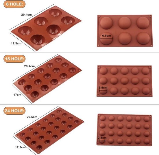 Classicseali 4 stuks halfronde bakvormen siliconen, siliconen vorm halve bol, chocoladevorm siliconen voor Amerikaanse bakvorm, siliconen vormen rond