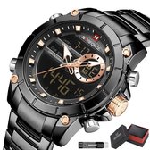 Horloges voor Mannen Heren Horloge Herenhorloge Watch - Jongens Horloges - Incl. Horlogebox Geschenkdoos & Versteller - Zwart Rosé - Litts®