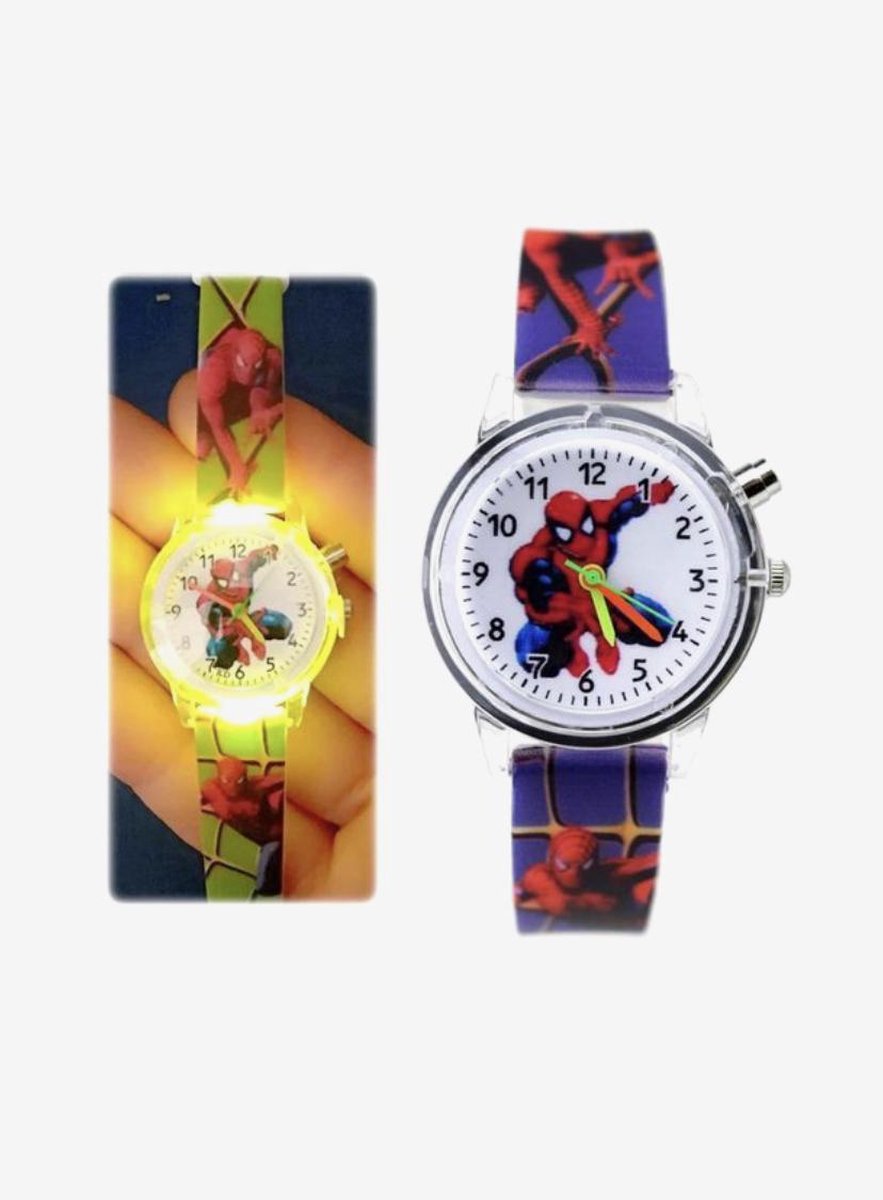 Spider-Man horloge met knipperlicht, spiderman horloge met licht, kinderhorloge - Marvel