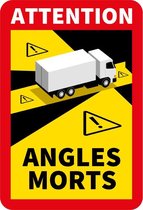 Dode Hoek Sticker – Vrachtwagen - 17 x 25 cm - Vanaf 1 stuks - Waarschuwing - Attention Angles Morts