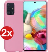 Samsung A71 Hoesje - Samsung Galaxy A71 Hoes Siliconen Case Hoes Cover - Roze - 2 PACK