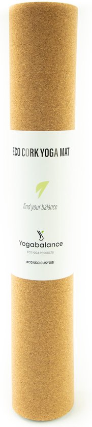 Yogabalance® Eco Kurk Yogamat - 100% Biologisch, Duurzaam, Ecologisch - Yoga, Hot Yoga, Pilates, Gymnastiek, Fitness, Meditatie - Anti-Slip Mat - Incl. Draagriem - Yogabalance®