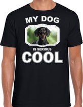 Coole teckel honden t-shirt my dog is serious cool zwart - heren - teckels liefhebber cadeau shirt 2XL