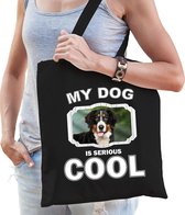 Dieren Berner Sennens tasje katoen volw + kind zwart - my dog is serious cool kado boodschappentas/ gymtas / sporttas - honden / hond