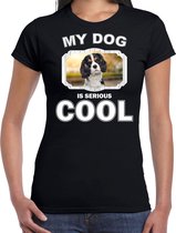 Spaniels honden t-shirt my dog is serious cool zwart - dames - Spaniel liefhebber cadeau shirt S