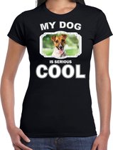 Jack russel terriers honden t-shirt my dog is serious cool zwart - dames - Jack russel liefhebber cadeau shirt 2XL