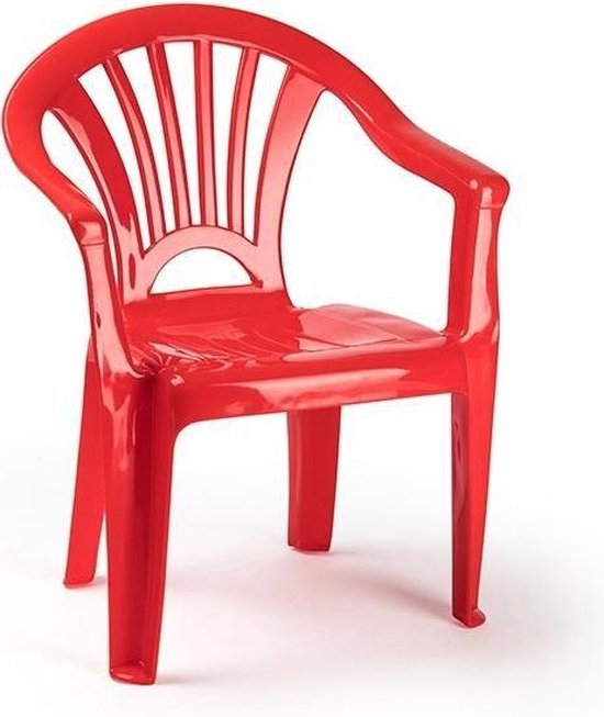6x stuks rood stoeltjes voor kinderen 50 cm - Tuinmeubelen - Kunststof binnen/buitenstoelen voor kinderen