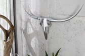 Stierenkop wanddecoratie Zilver aluminium BULL 100 cm