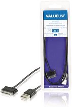 Valueline VLMB39200B10 Sync & Charge-kabel voor Samsung 30-pins Mannelijk - Usb A Mannelijk Zwart 1,00 M