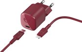 Fresh 'n Rebel - 18W USB-C Mini Fast Charger met Power Delivery + 1.5M Lightning Cable - Ruby Red