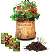 Set: 30 ltr Kweektas | 30 liter aardemix met bio-plantaardige voeding | 4 zakjes Baza zaden & 4 plantstekers